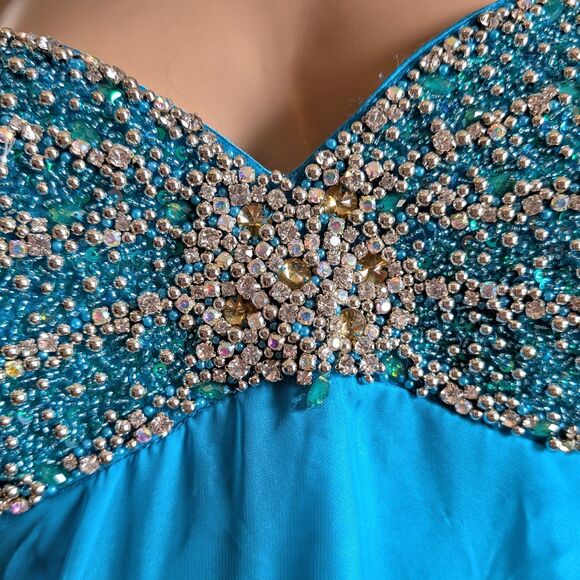 NWT Vintage Y2K Dave & Johnny Prom Gown Beaded Sequin Mermaid Maxi Dress Size 15 - Picture 7 of 8